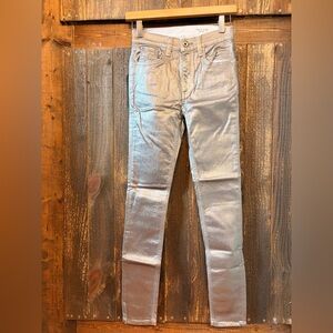 rag & bone Men's Metallic Silver Skinny Jeans